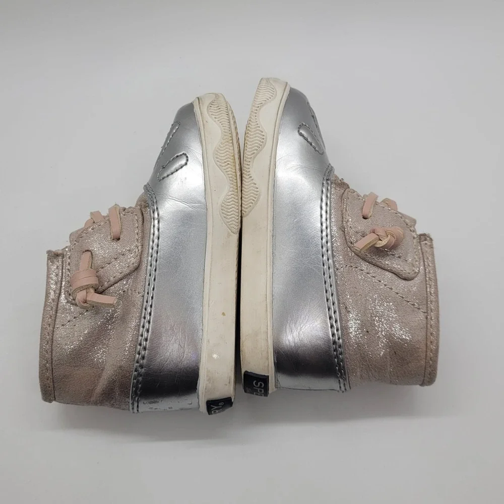 Sperry Icestorm Crib Metallic Silver Glitter Duck Boots Infant Size 3M